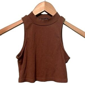 Shein crop top ribbed color is brown womens size XS, stretchy